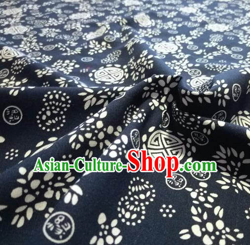 Chinese Classical Lucky Pattern Design Navy Fabric Asian Traditional Hanfu Cloth Material