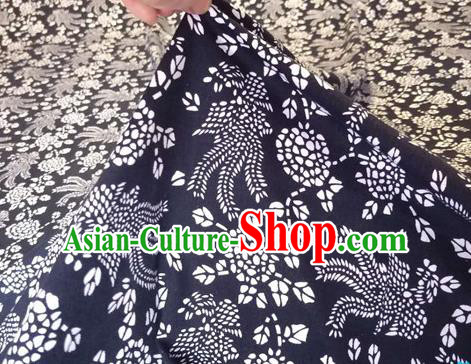 Chinese Classical Phoenix Pattern Design Navy Fabric Asian Traditional Hanfu Cloth Material