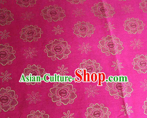 Chinese Classical Rose Pattern Design Rosy Fabric Asian Traditional Hanfu Cloth Material