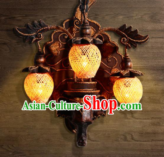 Southeast Asia Traditional Three Pieces Wall Lantern Thailand Handmade Wood Lanterns