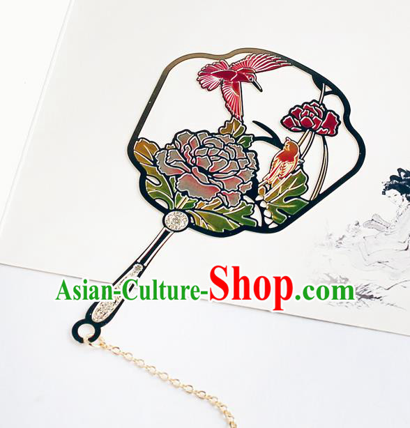 Traditional Chinese Carving Peony Fan Bookmarks China Craft Bookmark