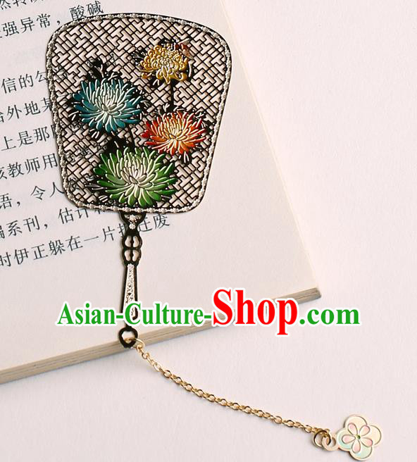 Traditional Chinese Chrysanthemum Fan Bookmarks China Craft Bookmark