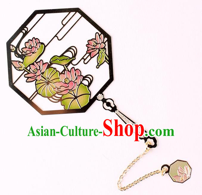 Traditional Chinese Carving Lotus Fan Bookmarks China Craft Bookmark