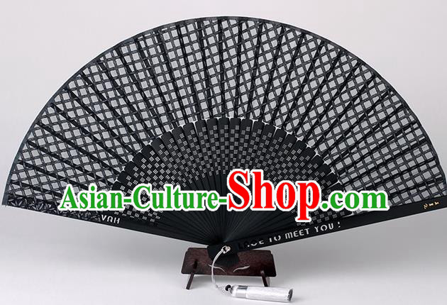 Traditional Chinese Handmade Black Silk Folding Fan China Bamboo Fan Oriental Fan