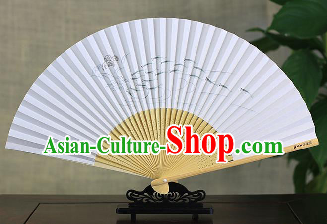 Traditional Chinese Ink Painting Fishes Art Paper Fan China Bamboo Accordion Folding Fan Oriental Fan