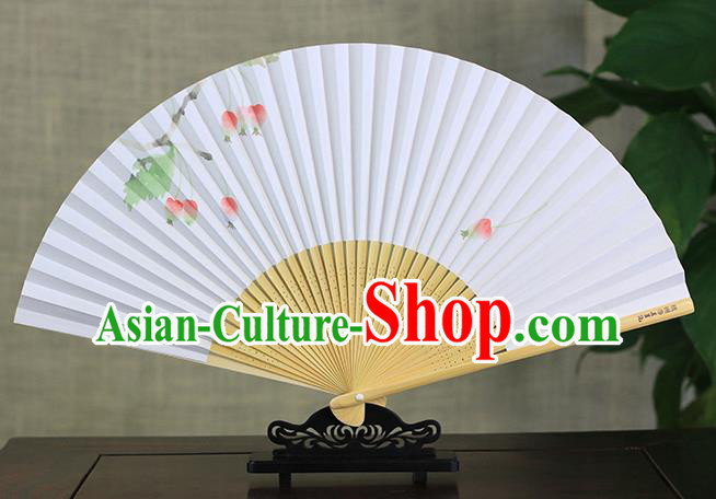 Traditional Chinese Ink Painting Hawthorn Art Paper Fan China Bamboo Accordion Folding Fan Oriental Fan