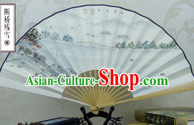 Traditional Chinese Hand Painting Snow Bridge Paper Fan China Accordion Folding Fan Oriental Fan