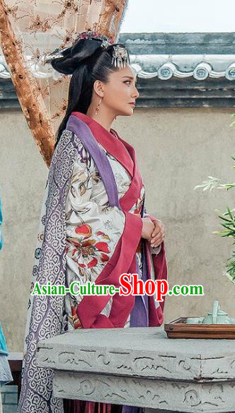 Chinese Drama Love is More Than A Word Ancient Royal Princess Chen Jing Costume and Headpiece for Women