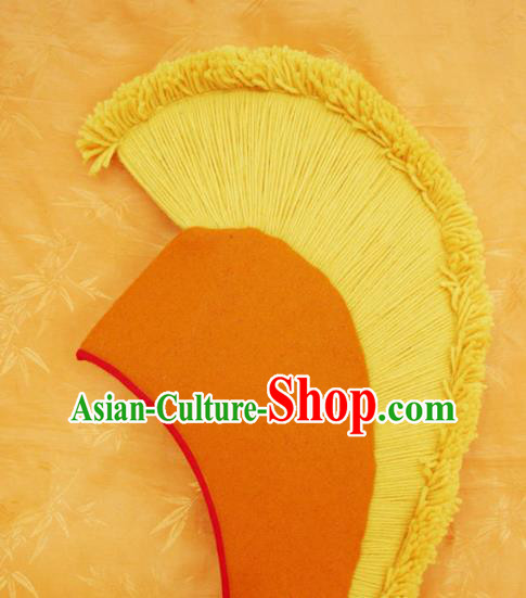 Handmade Chinese Tibetan Buddhism Yellow Woolen Yarn Cockscomb Hat Traditional Zang Nationality Monk Hat for Men