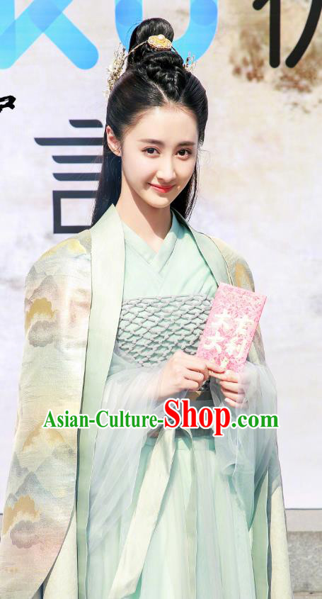 Drama Xia Tan Jian Bu Zhi Chinese Ancient Female Swordsman Ming Yue Dress Costume and Headpiece for Women