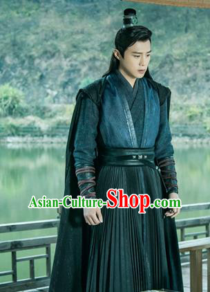 Chinese Ancient Imperial Bodyguard Zuo Yanxi Clothing Historical Drama The Love Lasts Two Minds Costume and Headpiece for Men