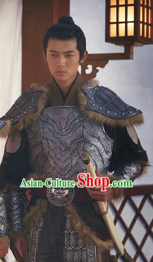 Chinese Ancient Prince Armor Clothing Historical Drama Colourful Bone Costume and Headpiece for Men