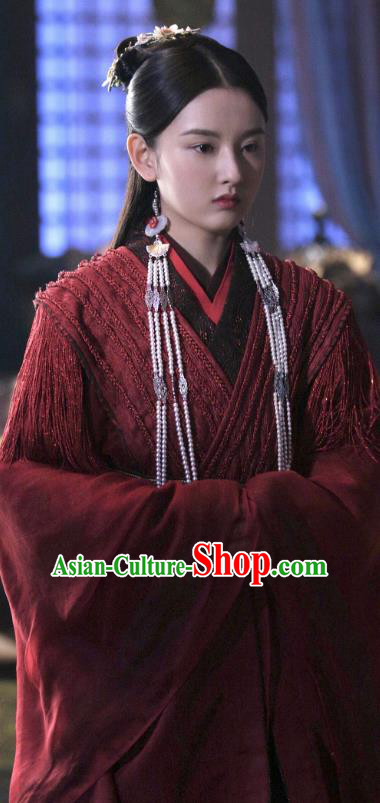 Chinese Drama Guardians of The Ancient Oath Infanta Baili Hongyi Wedding Costume and Headpiece for Women