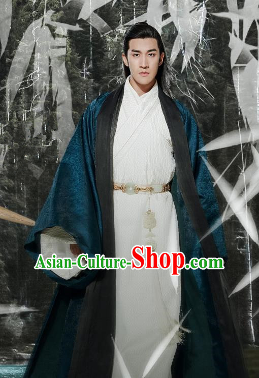Drama Princess Silver Chinese Ancient Prince Wu You Historical Costume and Headwear for Men