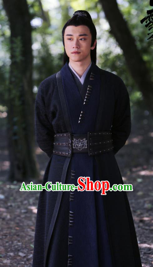 Drama Listening Snow Tower Chinese Ancient Swordsman Lei Chuyun Historical Costume and Headwear for Men