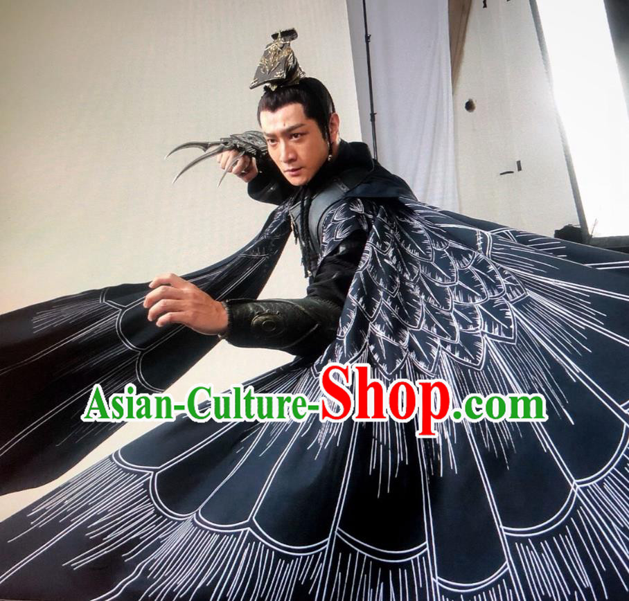Drama Sword Dynasty Chinese Ancient General Chen Xuan Costume and Headpiece Complete Set