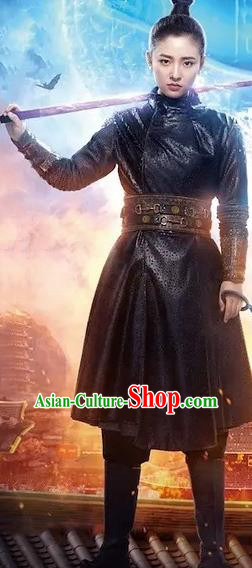 Chinese Ancient Tang Dynasty Female Swordsman Ye Yuanan Dress Historical Drama An Oriental Odyssey Costume and Headpiece for Women
