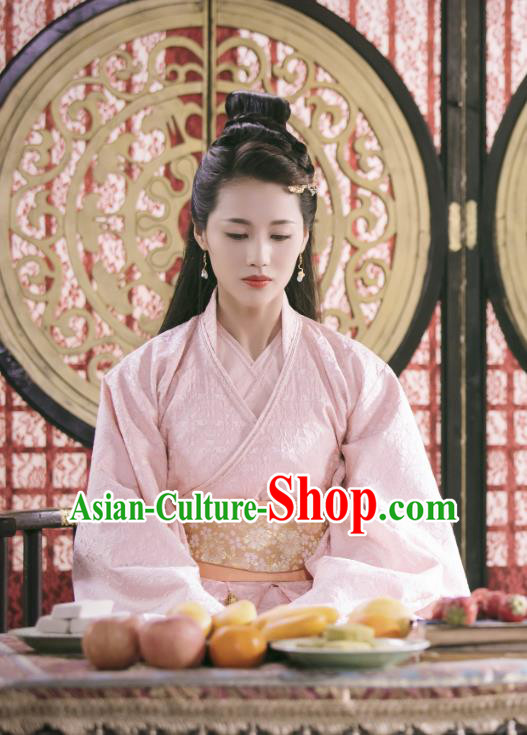 Chinese Ancient Tang Dynasty Princess Ming Hui Pink Dress Historical Drama An Oriental Odyssey Costume and Headpiece for Women