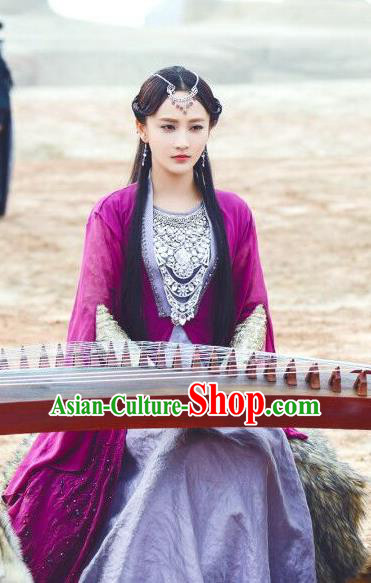 Chinese Ancient Princess Jiu Lian Historical Drama The Legend of Jade Sword Costume and Headpiece for Women