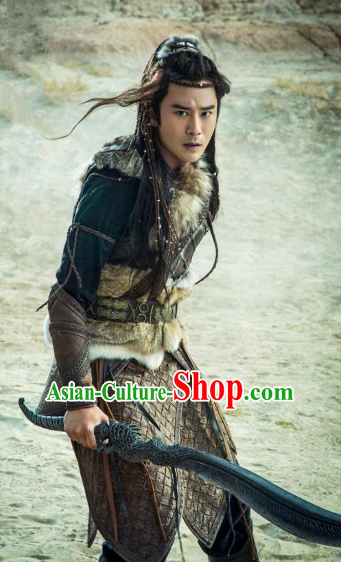 Drama The Legend of Jade Sword Chinese Ancient Swordsman Ji Nong Costume and Headpiece Complete Set