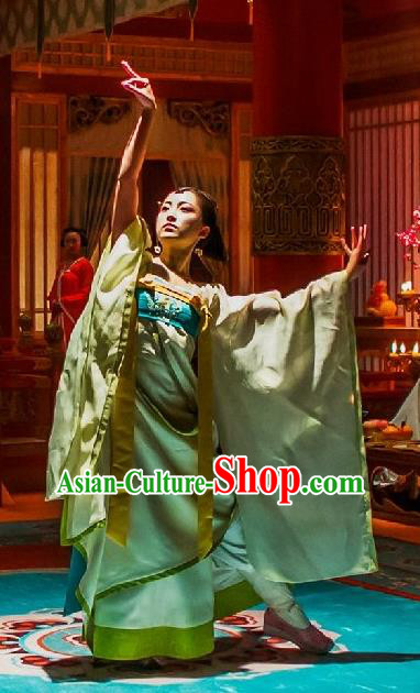Chinese Ancient Court Dancer Hanfu Dress Historical Drama Mengfei Comes Across Palace Lady Costumes and Hair Accessories