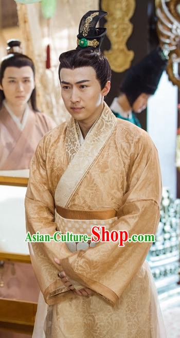 Chinese Ancient Crown Prince Clothing and Jade Hairpin Drama Pingli Fox Mu Suyu Apparel Costumes and Hair Crown