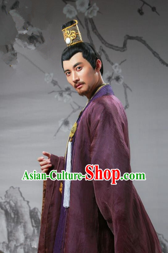 Chinese Ancient King Clothing and Golden Hair Crown Drama Cover the Sky Lord Ji Ao Costumes