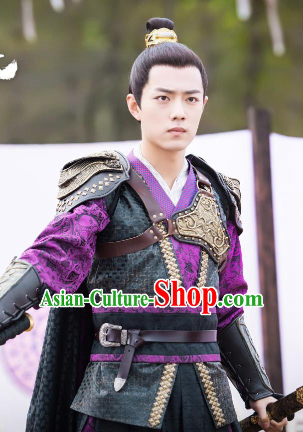 Chinese Ancient General Clothing and Headwear Drama Oh My Emperor Swordsman Beitang Moran Xiao Zhan Costumes for Men