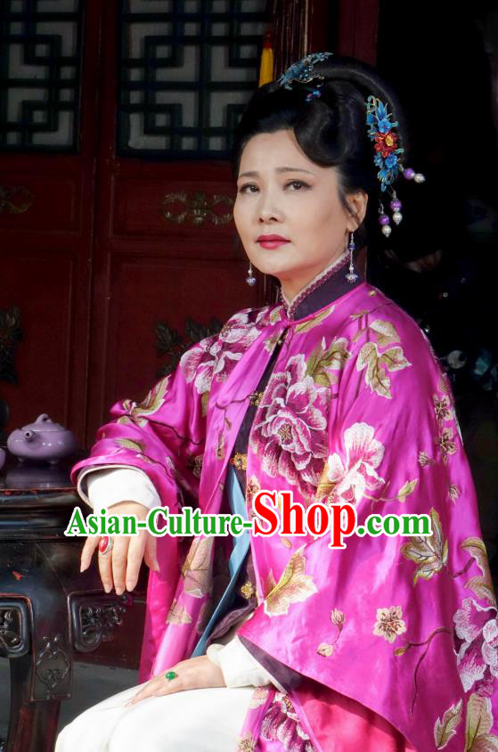 Chinese Ancient Ming Dynasty Rich Dame Hanfu Dress Garment and Headdress Drama The Great Shaolin Mei Gu Rosy Costumes