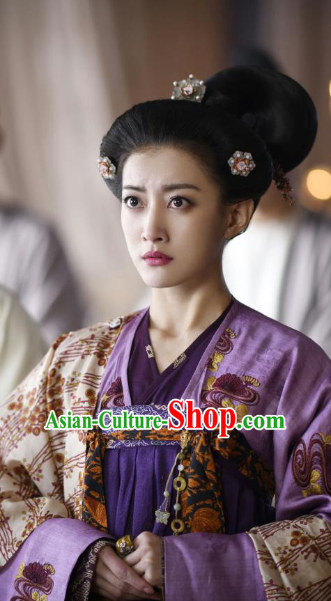 Chinese Ancient Imperial Consort Hanfu Dress Tang Dynasty Apparels Costumes and Headdress Drama Wu Xin The Monster Killer Court Lady Lu Peihua Garment