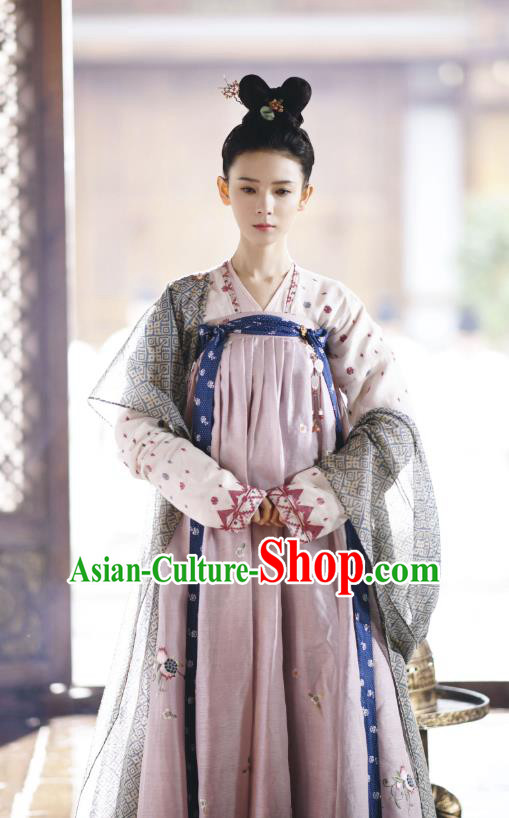 Chinese Ancient Court Maid Hanfu Dress Tang Dynasty Apparels Costumes and Headpieces Drama Wu Xin The Monster Killer Liu Qingluan Garment