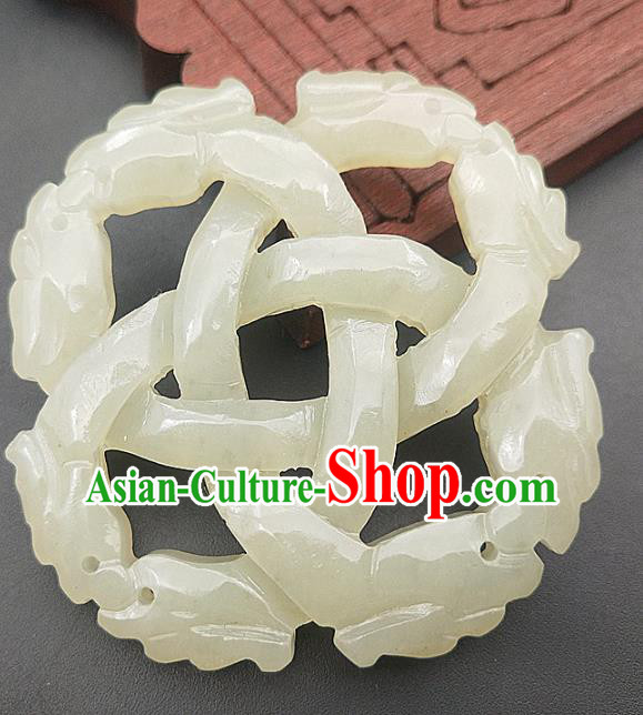 Chinese Handmade Jade Carving Necklace Accessories Handgrip Craft Jade Jewelry Jade Dragon Pendant