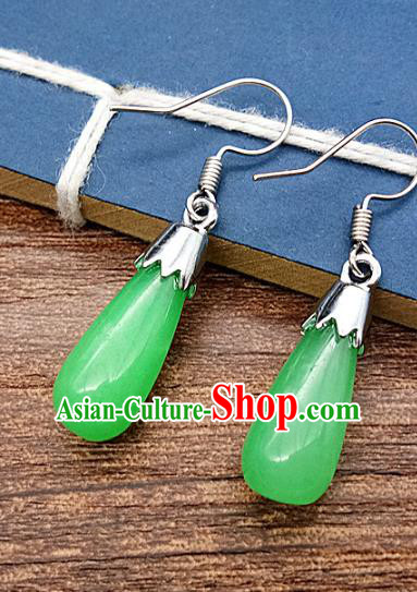 Chinese Ancient Hanfu Green Jade Earrings Jade Jewelry Jadeite Ear Accessories