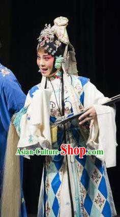 Chinese Traditional Kun Opera Taoist Nun Diva Costumes Peking Opera Jade Hairpin Apparel Hua Tan Garment and Headwear