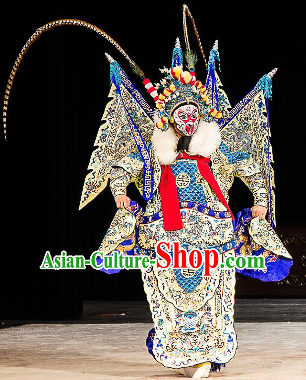 Chinese Peking Opera Sun Wukong Costumes Garment Havoc In Heaven Handsome Monkey King Kao Armor Suit with Flags Apparels and Headwear