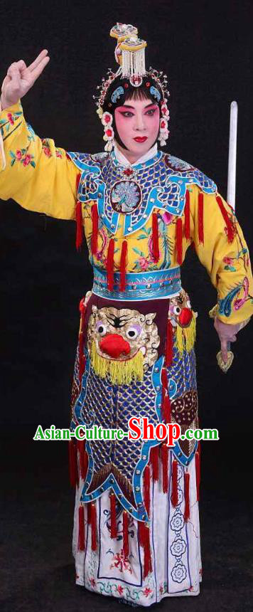 Traditional Chinese Peking Opera Martial Actress Dress Farewell My Concubine Costumes Wudan Yu Ji Garment and Headwear
