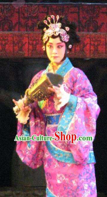 Chinese Beijing Opera Court maid Hanfu Dress Costumes Zeng Houyi Peking Opera Hua Tan Female Garment Apparels and Hair Accessories