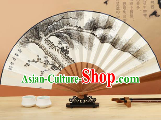 Chinese Traditional Hand Painting Pine Paper Fan Classical Dance Accordion Fans Folding Fan