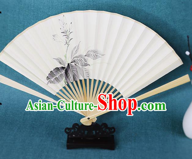Handmade Chinese Ink Painting Flowers Paper Fan Traditional Classical Dance Accordion Fans Folding Fan