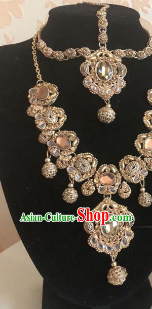 Indian Traditional Wedding Crystal Necklace Eyebrows Pendant Asian India Bride Headwear Jewelry Accessories for Women