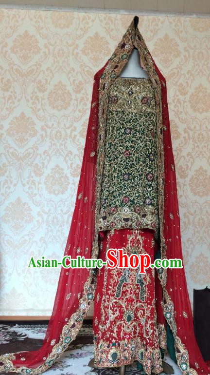 Indian Traditional Wedding Lehenga Dress Asian Hui Nationality Bride Embroidered Costume for Women