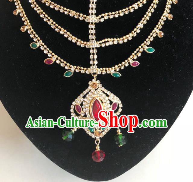 Traditional Indian Wedding Bride Gem Eyebrows Pendant Asian India Headwear Jewelry Accessories for Women