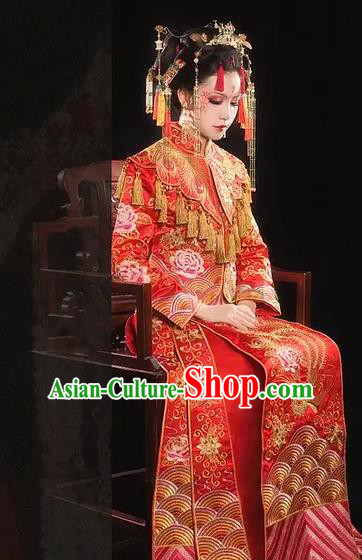 Chinese Dance National Treasure Bride Red Xiu He Dress Traditional Classical Dance Stage Performance Costume for Women