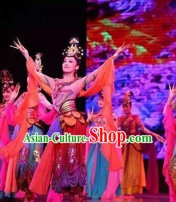 Chinese Flying Apsaras Rainbow Dance Dress Traditional Classical Dance Stage Performance Costume for Women