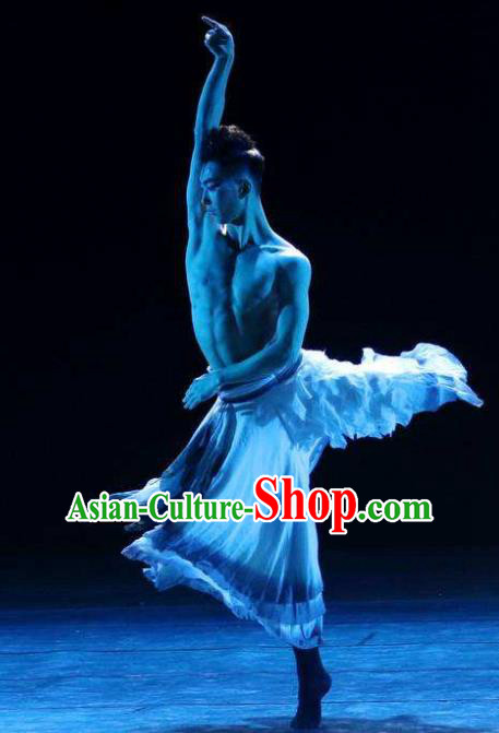 Chinese Traditional Dance Shuimo Gu He Clothing Classical Dance Stage Performance Costume for Men