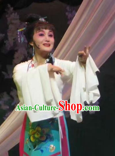 Chinese Shaoxing Opera Young Female Garment Dress Costumes and Headpieces Li Hua Qing Yue Opera Hua Tan Apparels
