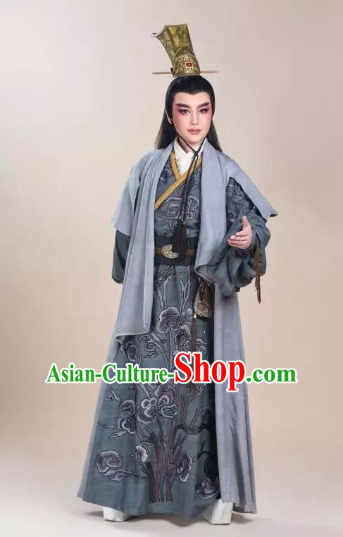 Chinese Yue Opera Xiaosheng Costumes and Headwear Shaoxing Opera King Wu Yue Young Male Apparels Prince Garment