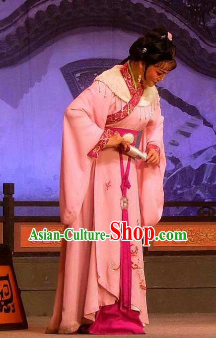 Chinese Shaoxing Opera Xiaodan Apparels Costumes and Headpieces Han Wen Empress Yue Opera Young Lady Dress Garment