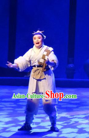 Smoky Rain Celadon Chinese Yue Opera Xiaosheng Garment Costumes and Headwear Shaoxing Opera Young Male Apparels