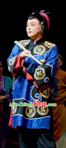 Chinese Shaoxing Opera Elderly Female Jiujin Girl Dress and Headdress Yue Opera Hua Tan Garment Old Dame Costumes Apparels